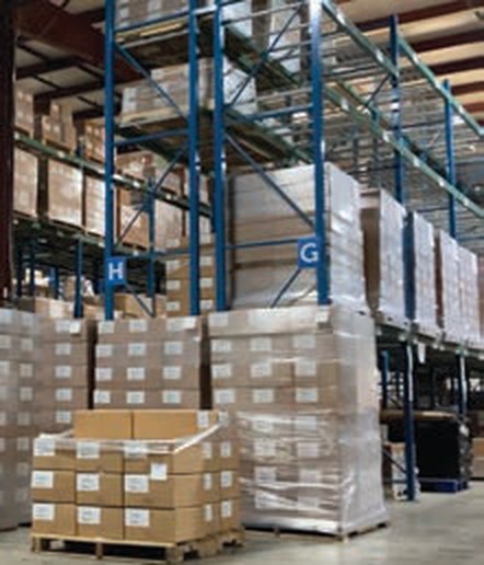 Racked inventory in a fulfillment warehouse